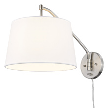 Golden 3694-A1W PW-MWS - Wry Lighting Ryleigh 1-light Swing Arm Wall Lamp in Pewter and Modern White shade